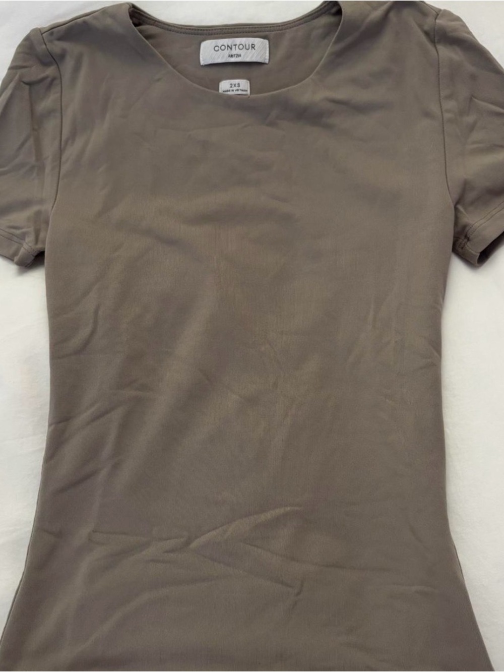 Aritzia Contour Short Sleeve Crewneck Top — Taupe